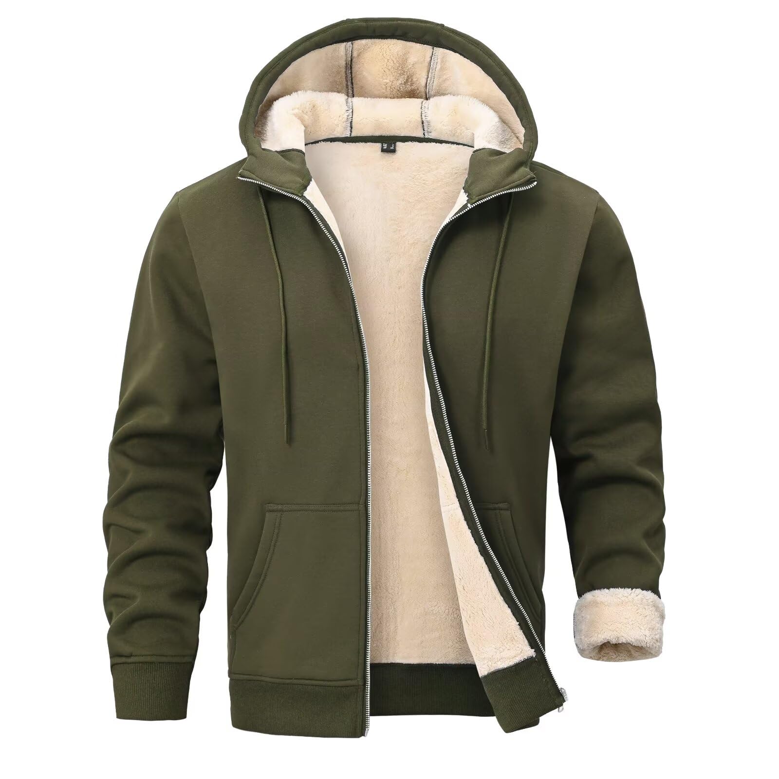 Hombres Sudaderas con Capucha Cremallera Sherpa Chaqueta Invierno
