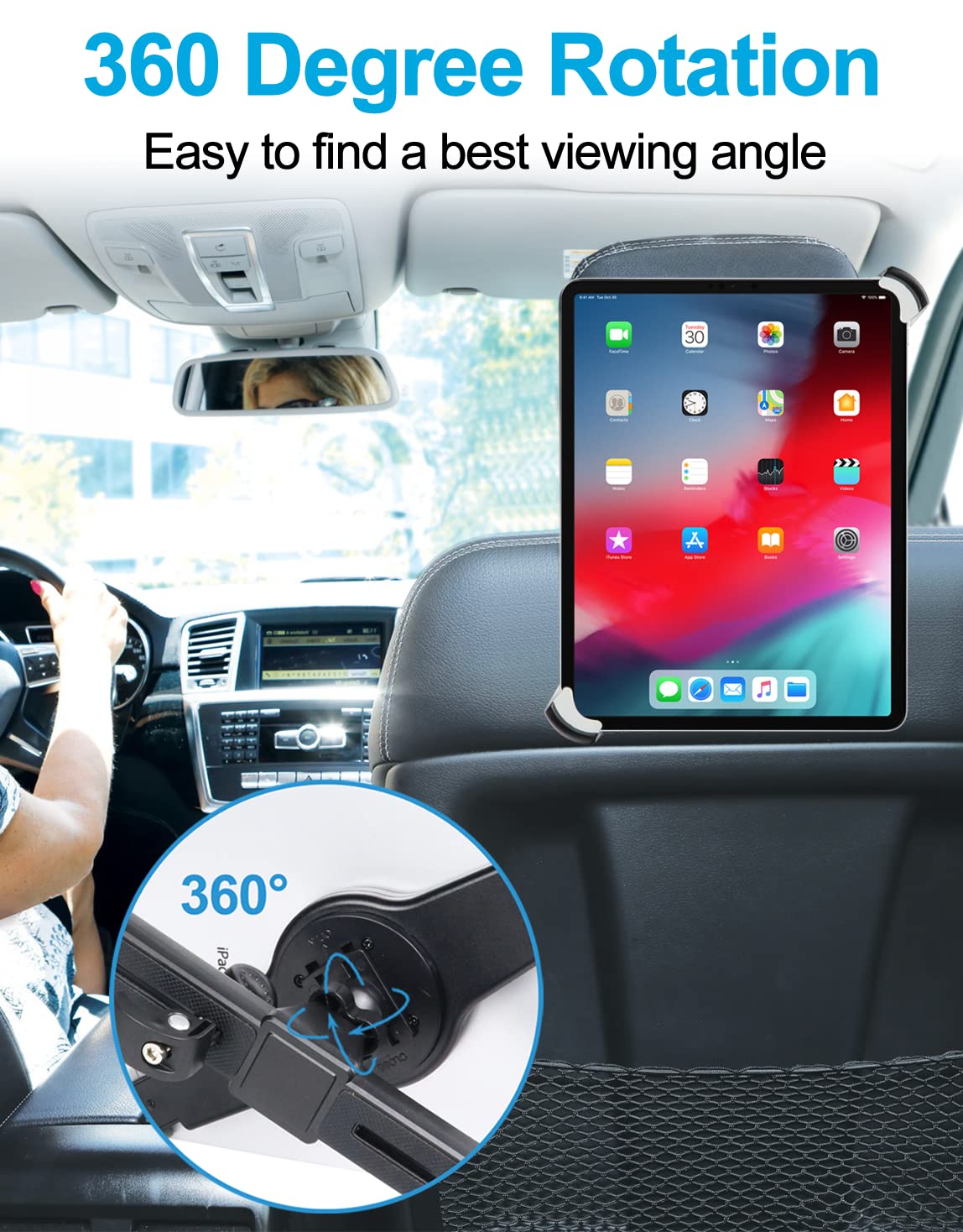 SAINSPEED IPad Mount Car Headrest Vehicle Back Stand, Tablet Holder, 7 - View #8