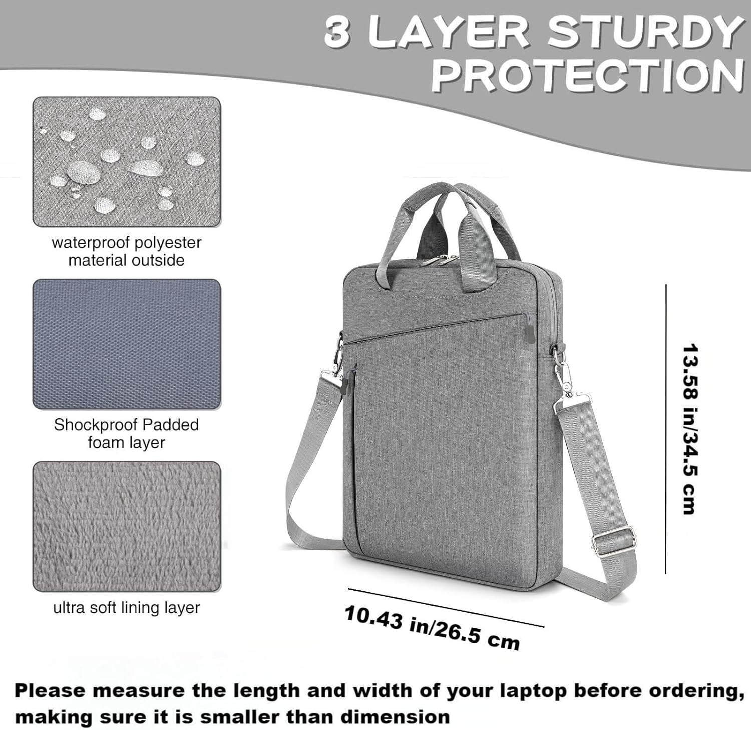 MicaYoung Laptop Case Shoulder Sleeve Bag Compatible with 14" MacBook Pro M5 M4 M3 M2 M1(2025-2021)/13.6" MacBook air M4 M3 M2, Chromebook Notebook Portable Carrying Messenger Computer Bag, Gray - Image 4