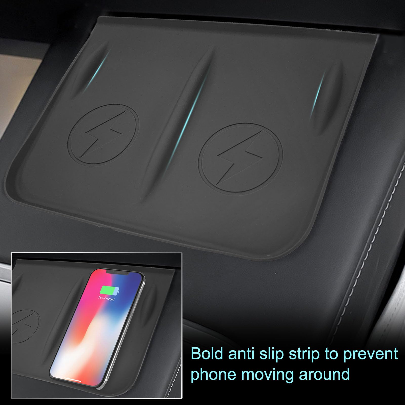 Tappetino In Silicone Rosa Per Caricabatterie Wireless – Accessorio Per Tesla Model 3 E Y – Antiscivolo E Impermeabile