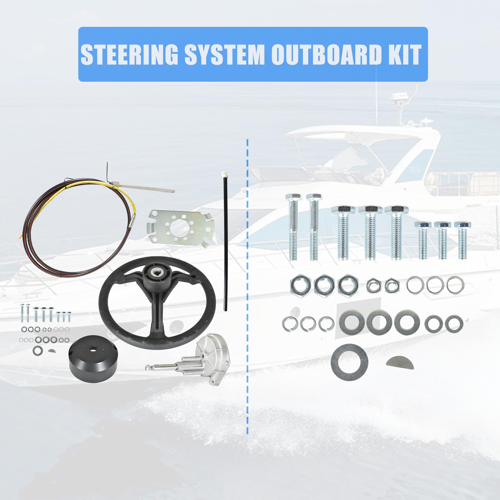 Amazon.com: WFLNHB 10FT Boat Rotary Steering System Outboard Kit