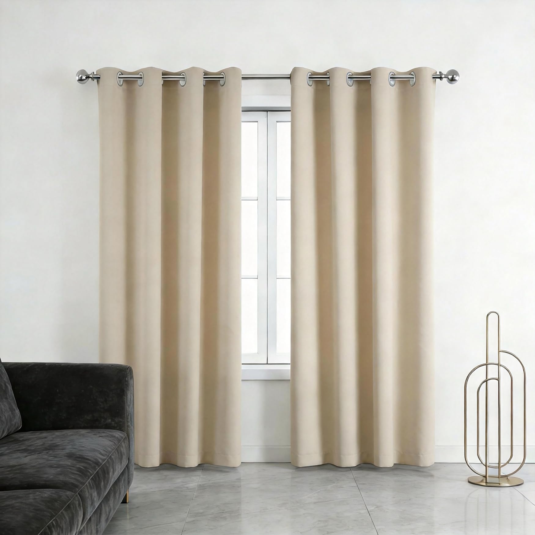 Rideau anti-chaleur beige 150x130 pour stopper la canicule et le bruit