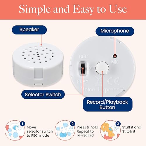 Miniatura 6 de VOICEGIFT Mini-Me, Grabadora de audio multimensaje de 60 segundos para juguetes de peluche, edredones, almohadas, manualidades, mini insertos