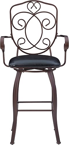 Miniatura 6 de Linon Taburete de bar giratorio con espalda crestada de 30 pulgadas