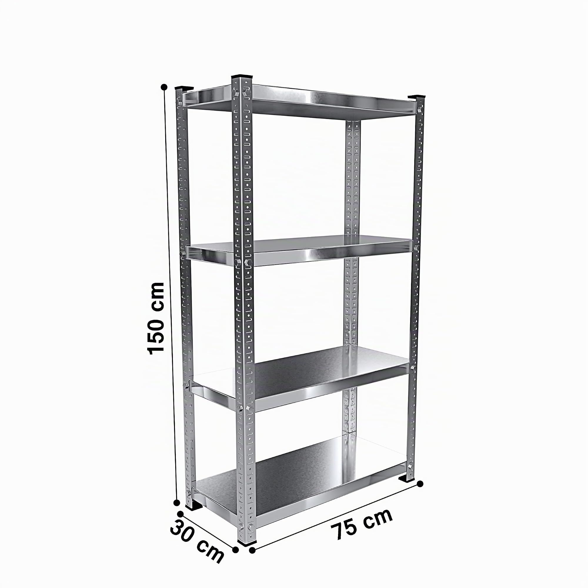 Bricozone Set 2 Scaffalature Metalliche Con 4 Ripiani Regolabili Scaffali In Metallo Galvanizzato Per Garage Officina Cantina E Magazzino 150x75x30 Cm (2)