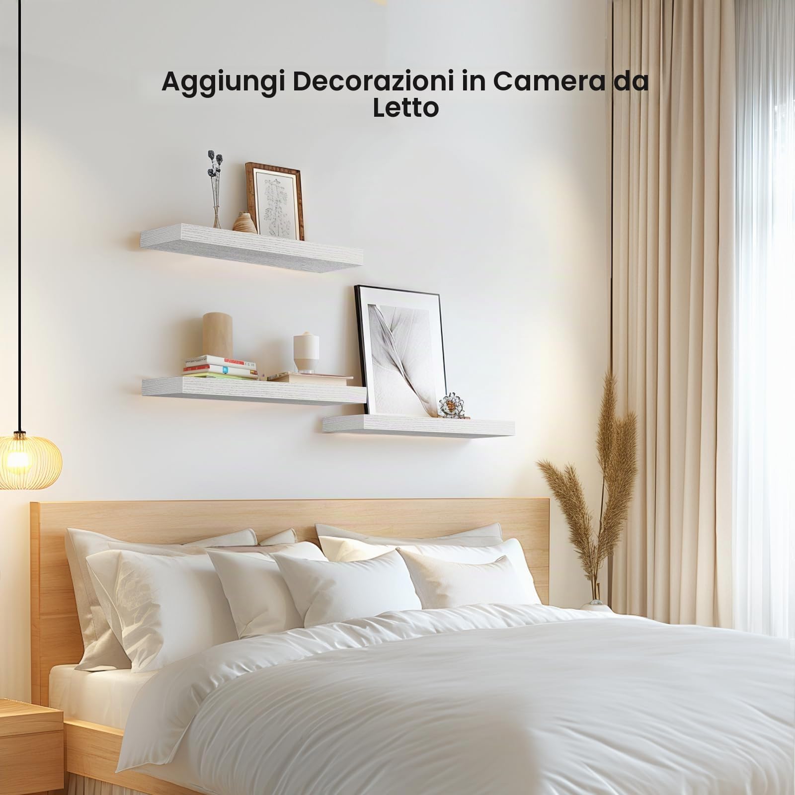 STOREMIC Mensola da Parete, mensole da Parete in Legno, 40 cm, mensole Decorative, Set di 3 Pezzi, con Ampio Spazio per Camera da Letto, Ufficio, Soggiorno, ECC