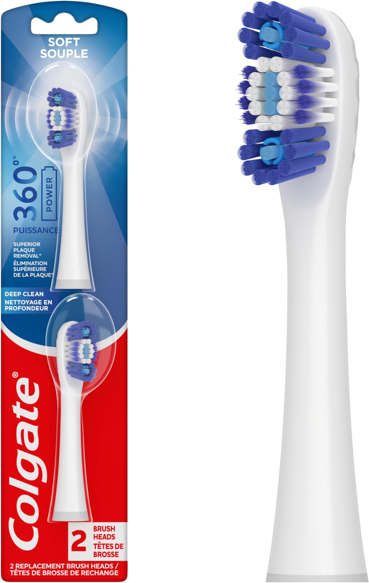 Colgate 360 Floss Tip Sonic Powered Battery Toothbrush Refill Pack - 2ct
