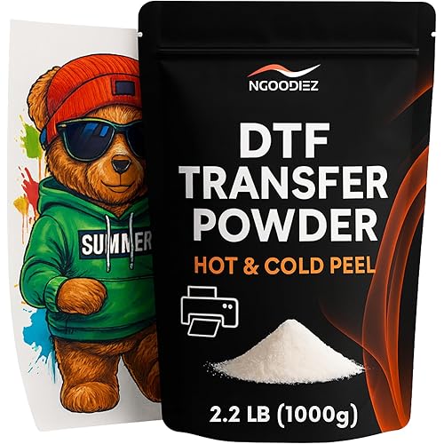NGOODIEZ DTF Powder White (1kg / 36oz) - Hot Melt Adhesive Transfer Powder 80-200um | DTF DTG Pretreat Powder | No Clumping, Full Melt, Soft Feel | Works on All Fabrics Cotton Polyester