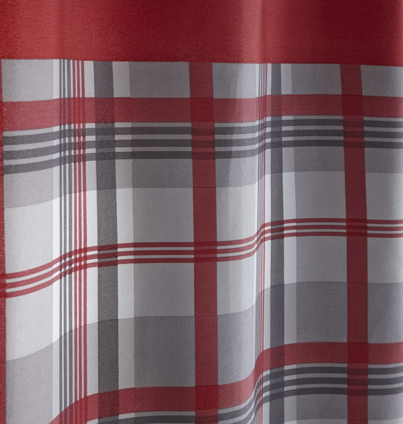 Portfolio Orleans Rideaux à œillets entièrement doublés Motif Carreaux Rouge/Gris 117 x 137 cm