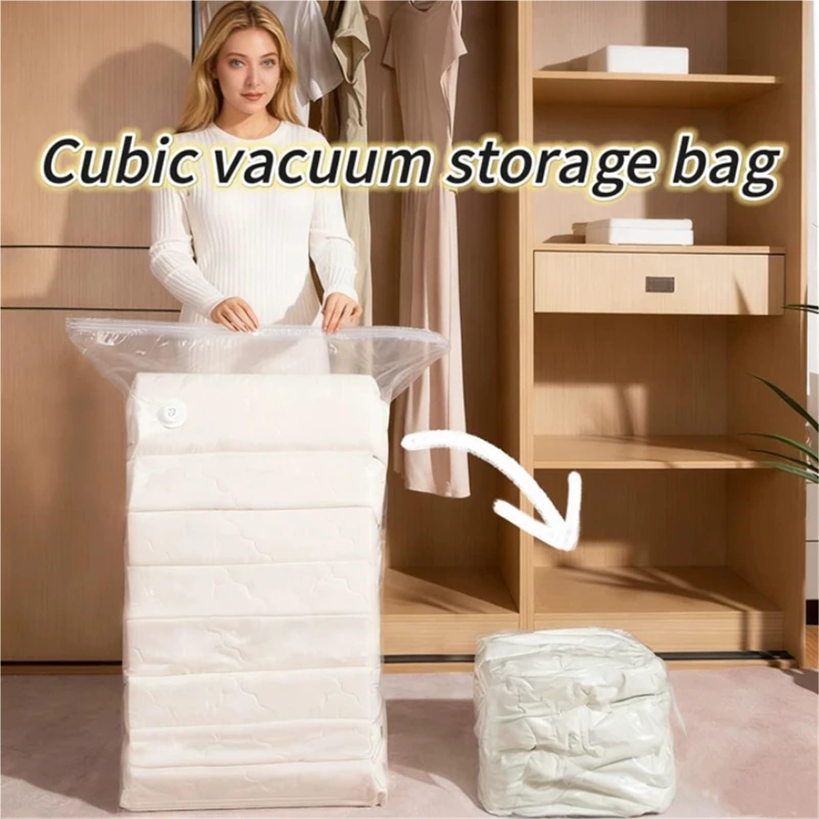 Bolsas Vacio Ropa Bolsas de vacío 3D Almacenamiento grande transparente | No necesita bomba for ropa, mantas, bolsa vacía de compresión(50x70cm,3pcs)