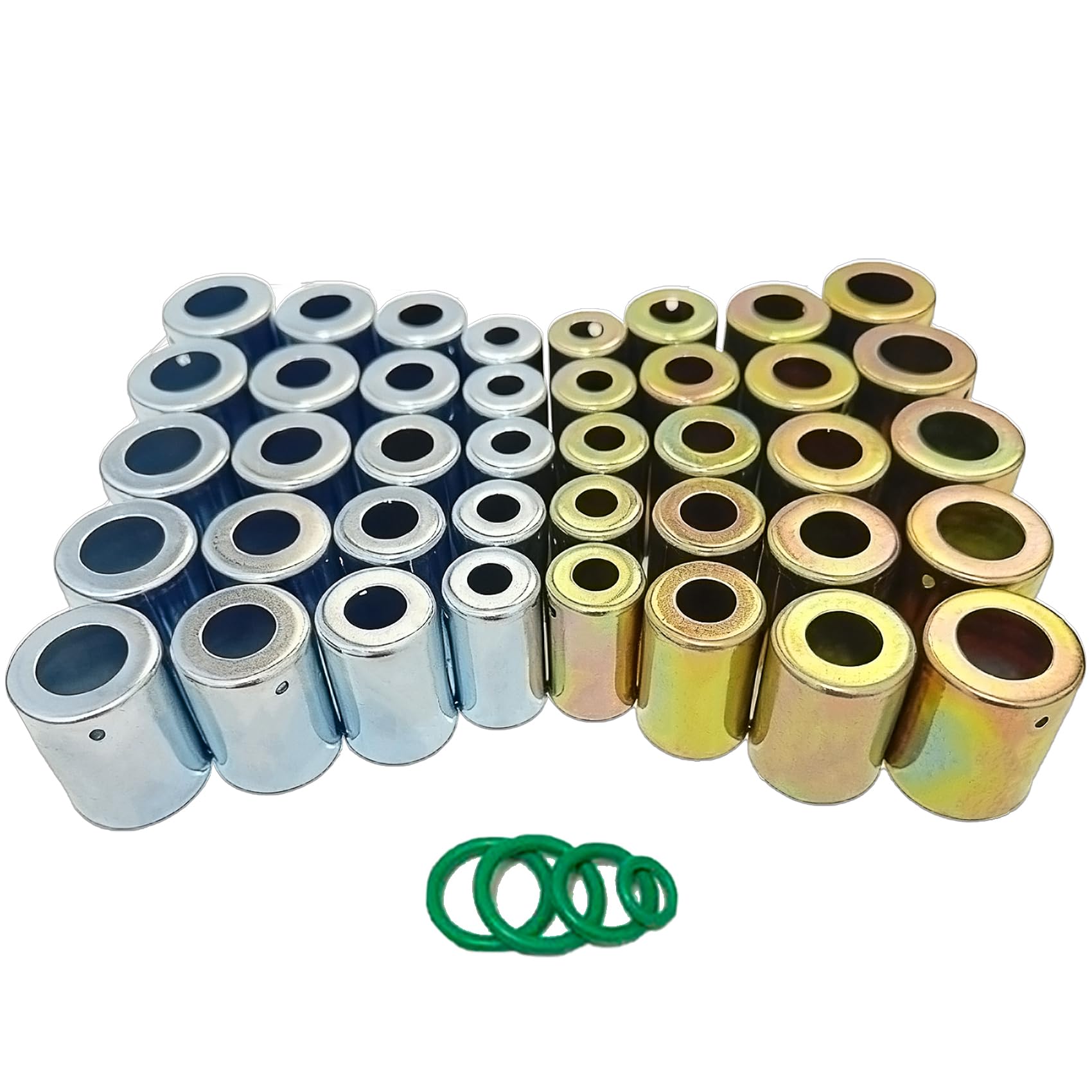 40PCS Hose Ferrule Set - #6#8#10#12 Iron Air Conditioning Hose Ferrules, Fits Standard Barrier Hydraulic Hoses Crimper Ferrules, Color & Blue White