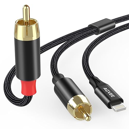 Miniatura 2 de AGVEE Adaptador de cable Lightning a RCA de 6.6 pies certificado MFi para iPhone 14 13 12 11 XS XR X 8 7 iPad iPod a automóvil, auriculares estéreo