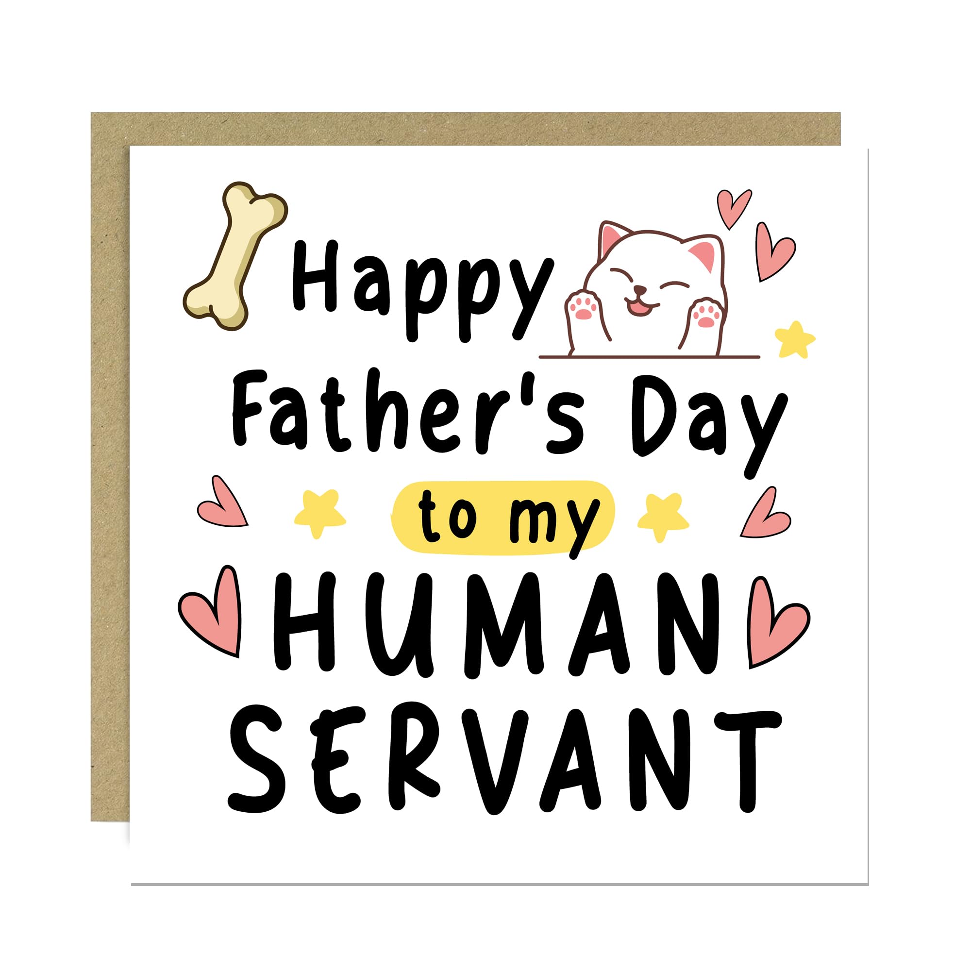 RED OCEAN Happy Fathers Day Card For Dad Human Servant Funny Card From Cat Joke Fathers Day From Cat Owner With Envelope