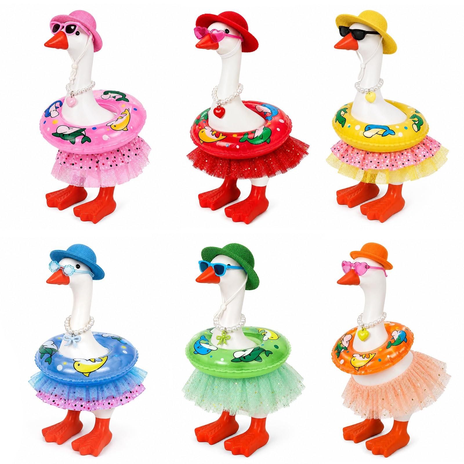 7 Inch Desk Goose Outfits Set - 6 PCS Goose Clothes Accessories with Hats, Sunglasses, Tutu Skirts & Necklaces, Cute Doll Clothing & Accessories Set for Desk Goose Decoration, Funny Gifts for Office