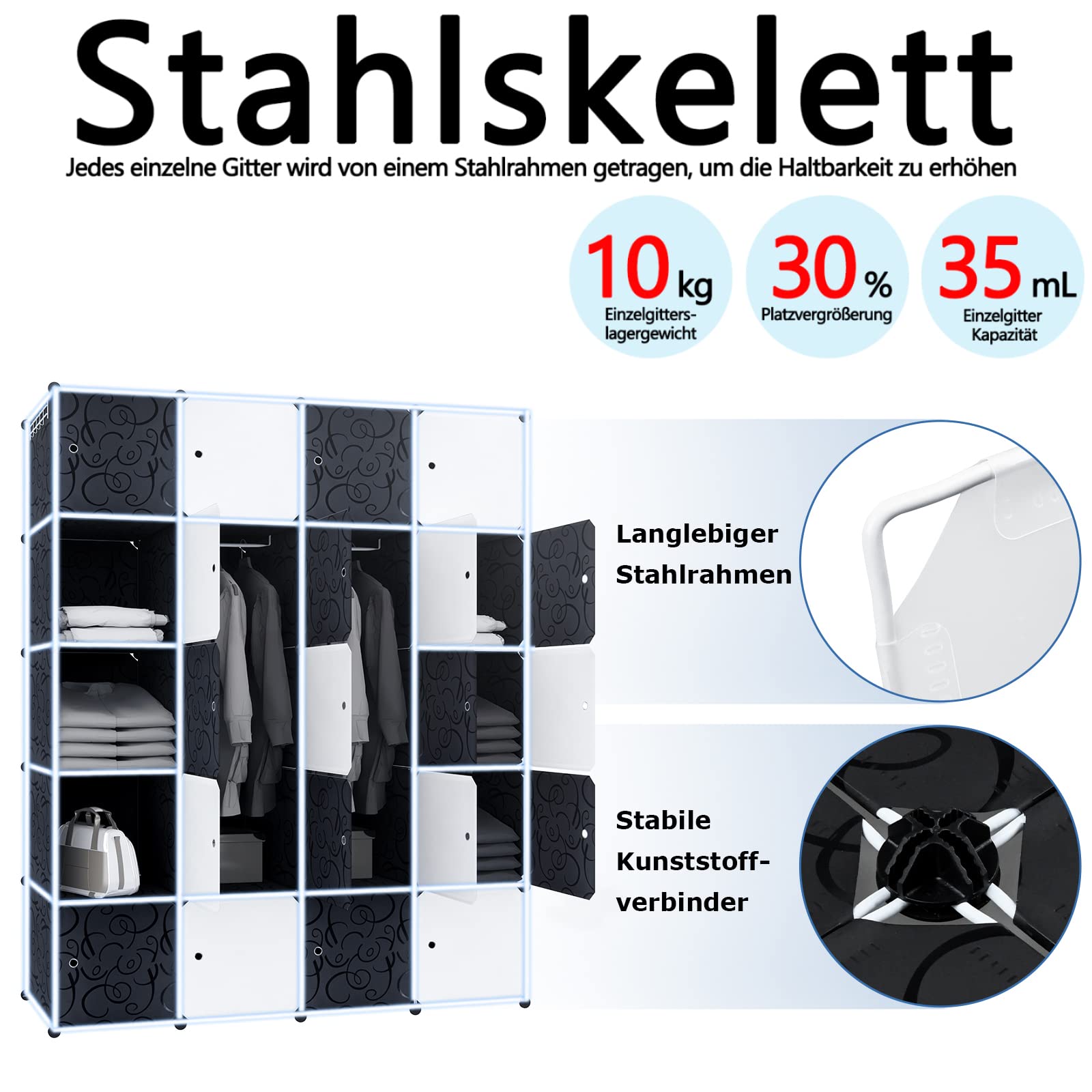 HENGMEI Doe-het-zelf reksysteem, opbergen, badplanken, kledingkast