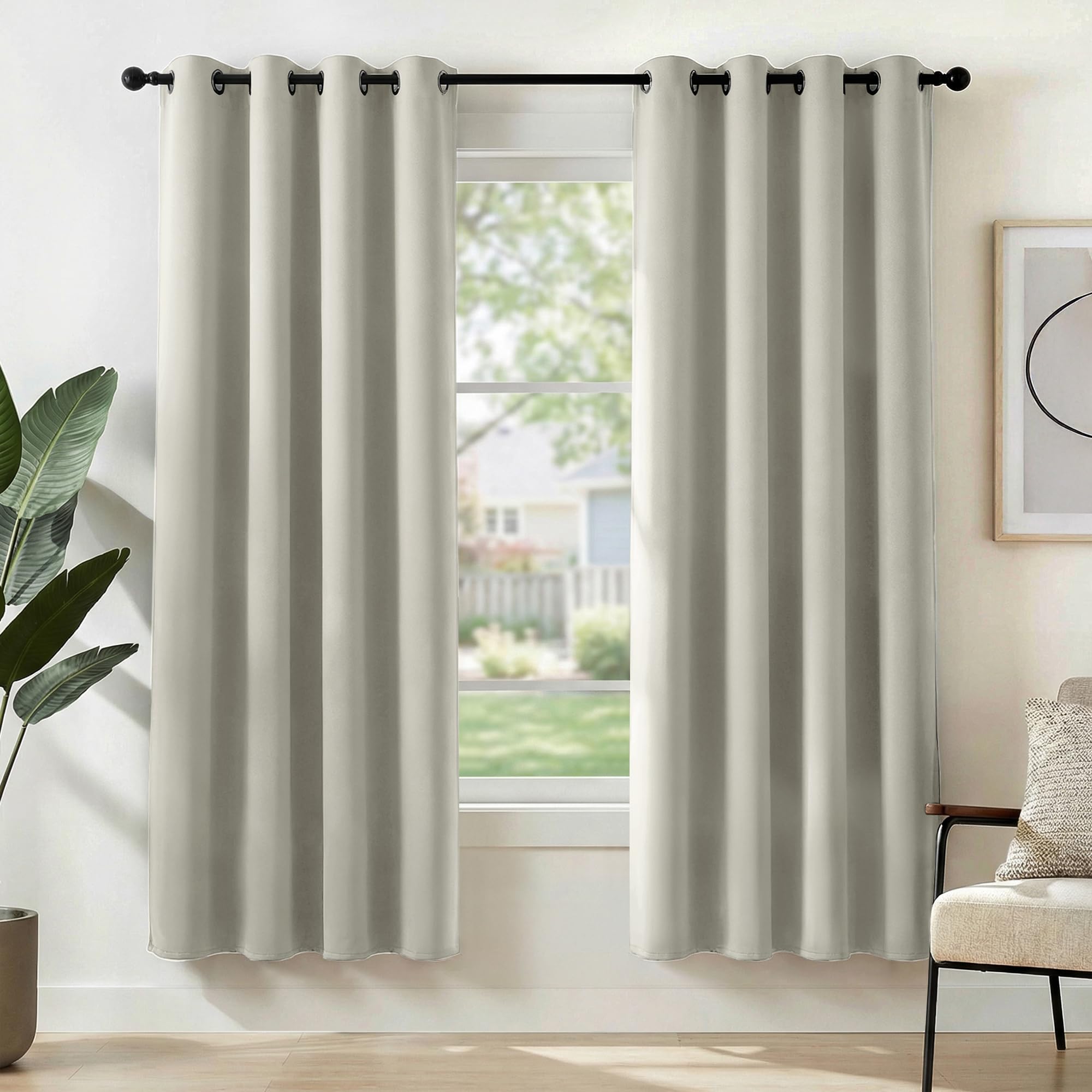 Deconovo White Room Darkening Curtains, Thermal Insulated Eyelet Curtains Pair, Energy Saving Light Reducing Panels for Bedroom & Living Room, W42 x L84 Inch, Pack of 2, White Onyx — image 1