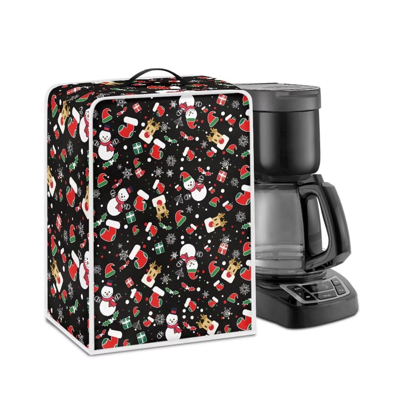 Christmas Elk Snowman Coffee Machine Cover Keep off Smudges Durable Coffee Maker Stand Mixer Cover for Kitchen Appliance