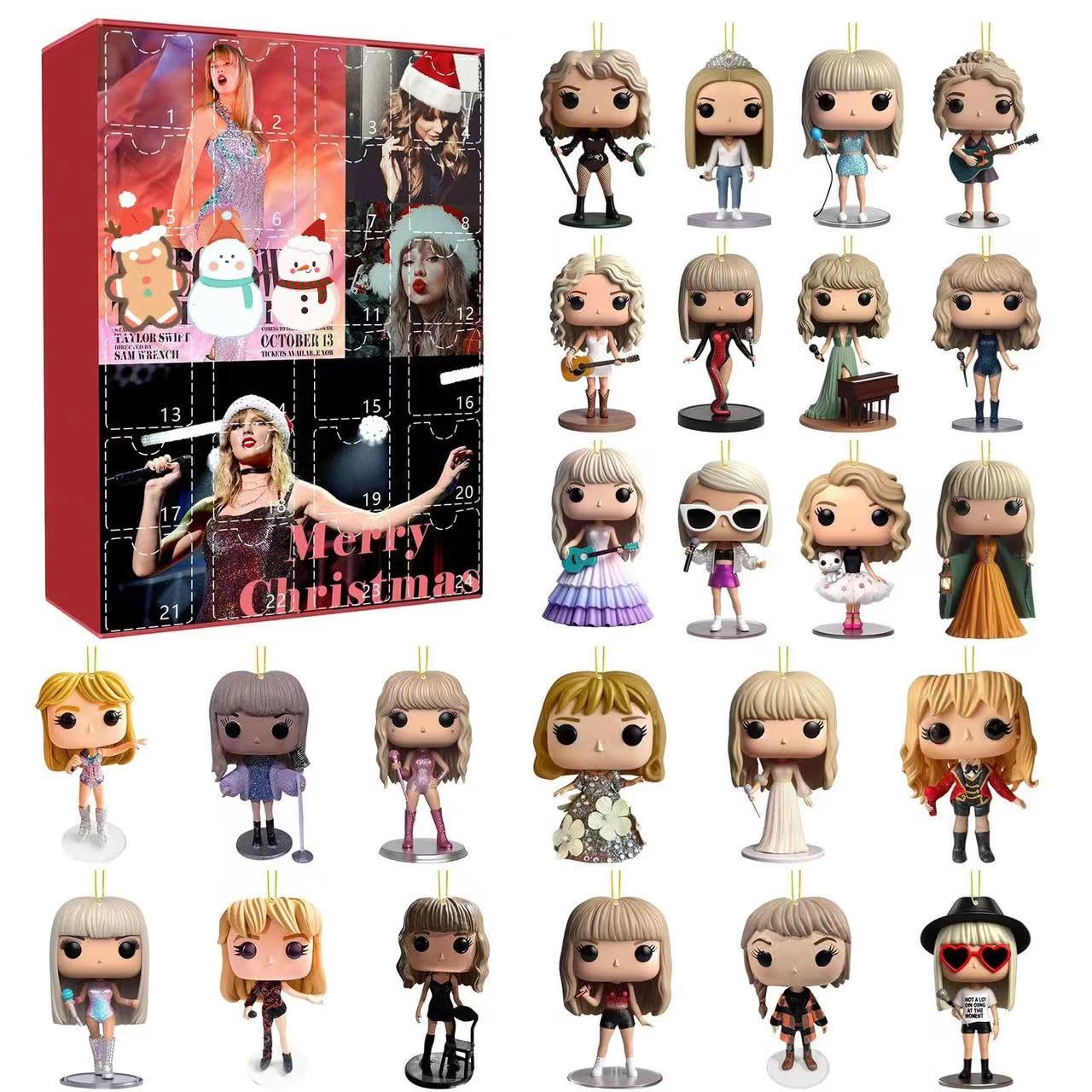 Christmas Advent Countdown Decoration 24 Piece Gift Christmas Acrylic Decoration And Keychain Surprise Christmas To Favorite Countdown (A)