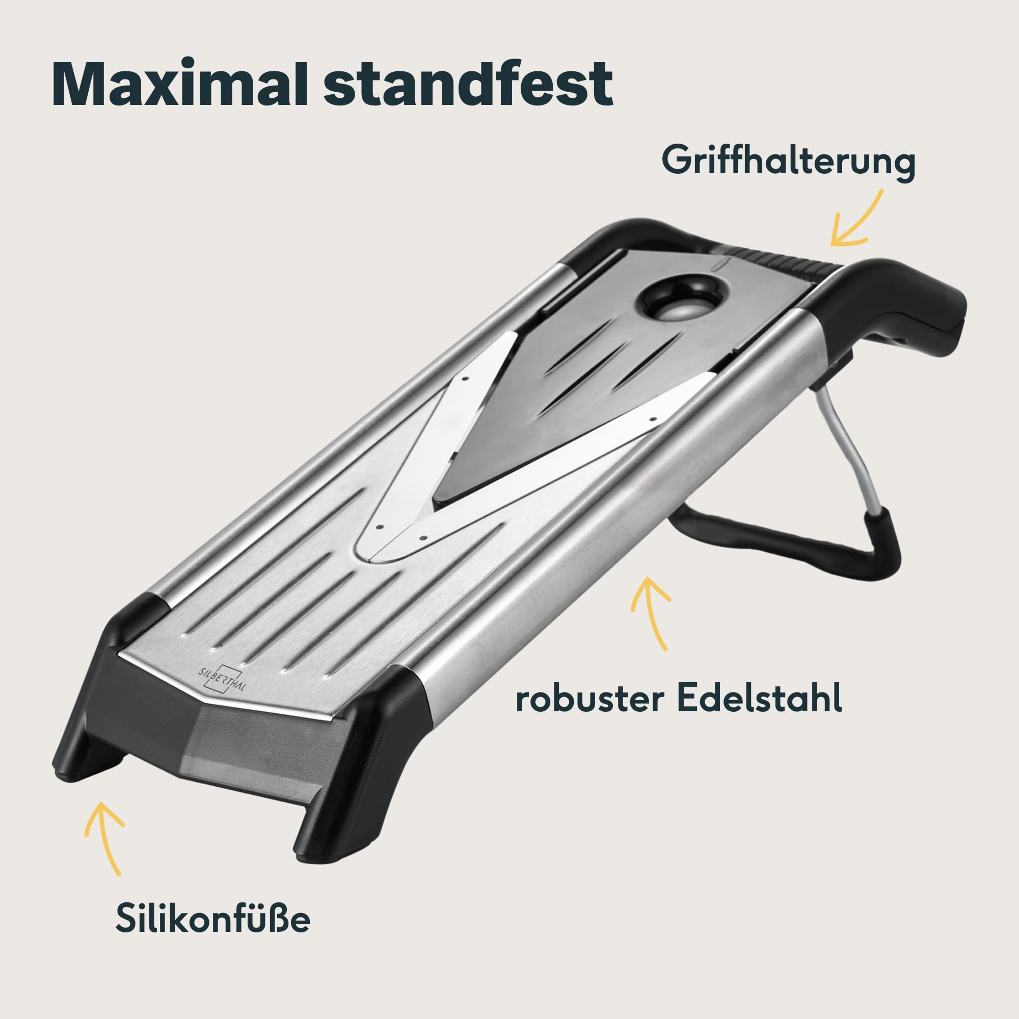 SILBERTHAL Gemüsehobel Mandoline - V-Hobel mit Einsätzen - Scharfe Klinge - Platzsparend verstauen