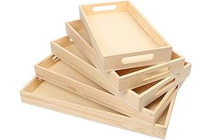 Unfinished Natural Wood Nested Serving Montessori Trays