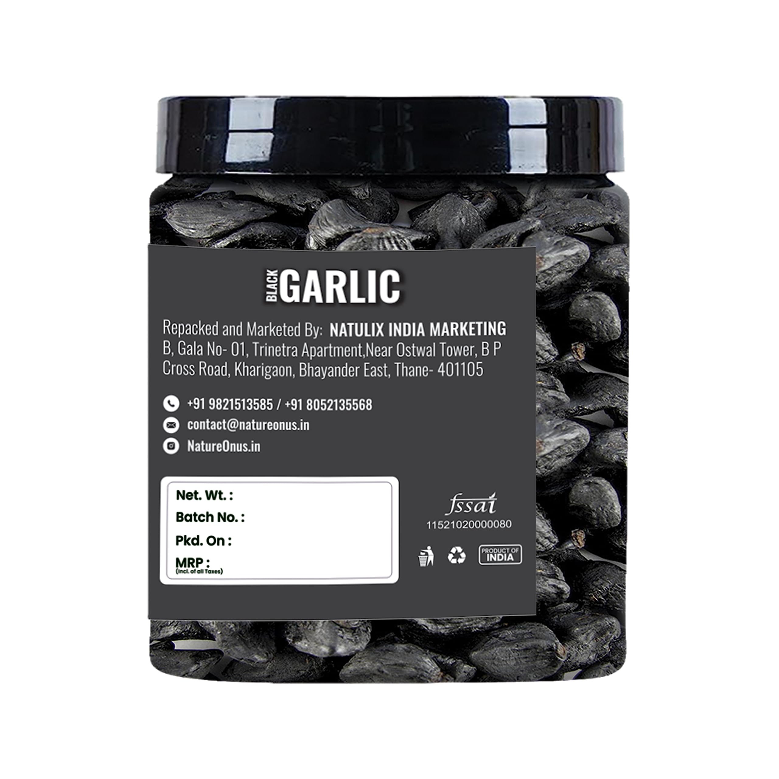 NatureOnus Black Garlic 100g (Lehsun) | A Grade Cloves | Ready to Eat | Highly Nutritious | Miracle Vegetable Super Food | Without Any Preservatives Kala Lasun 3