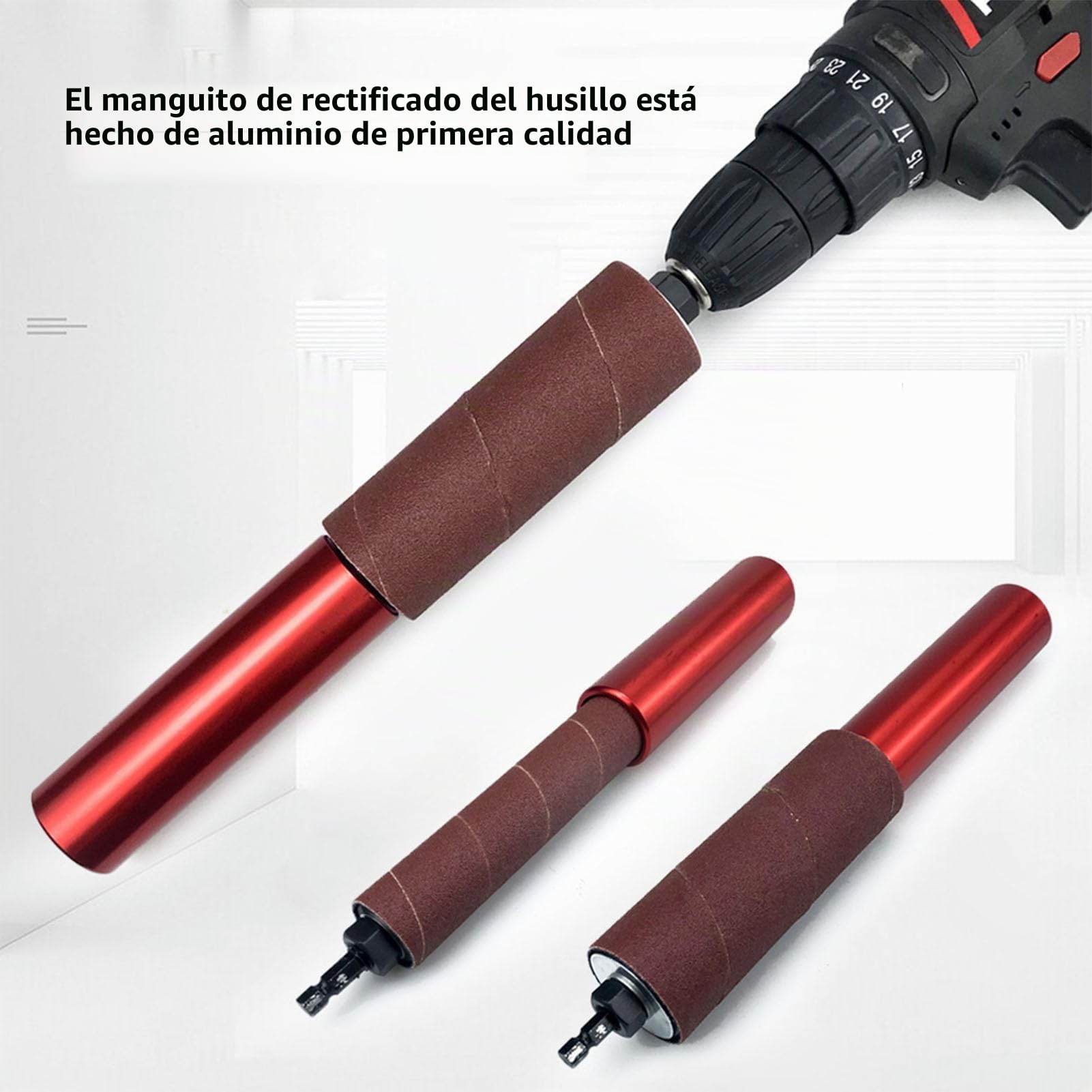 Adaptador de Lijadora de Husillo, Tambor de Lijado de 1,5 Pulgadas, Adaptador de Lijadora de Husillo de Aleación de Aluminio, Juego de Mandril de Lijado con Llave y 10 Piezas de