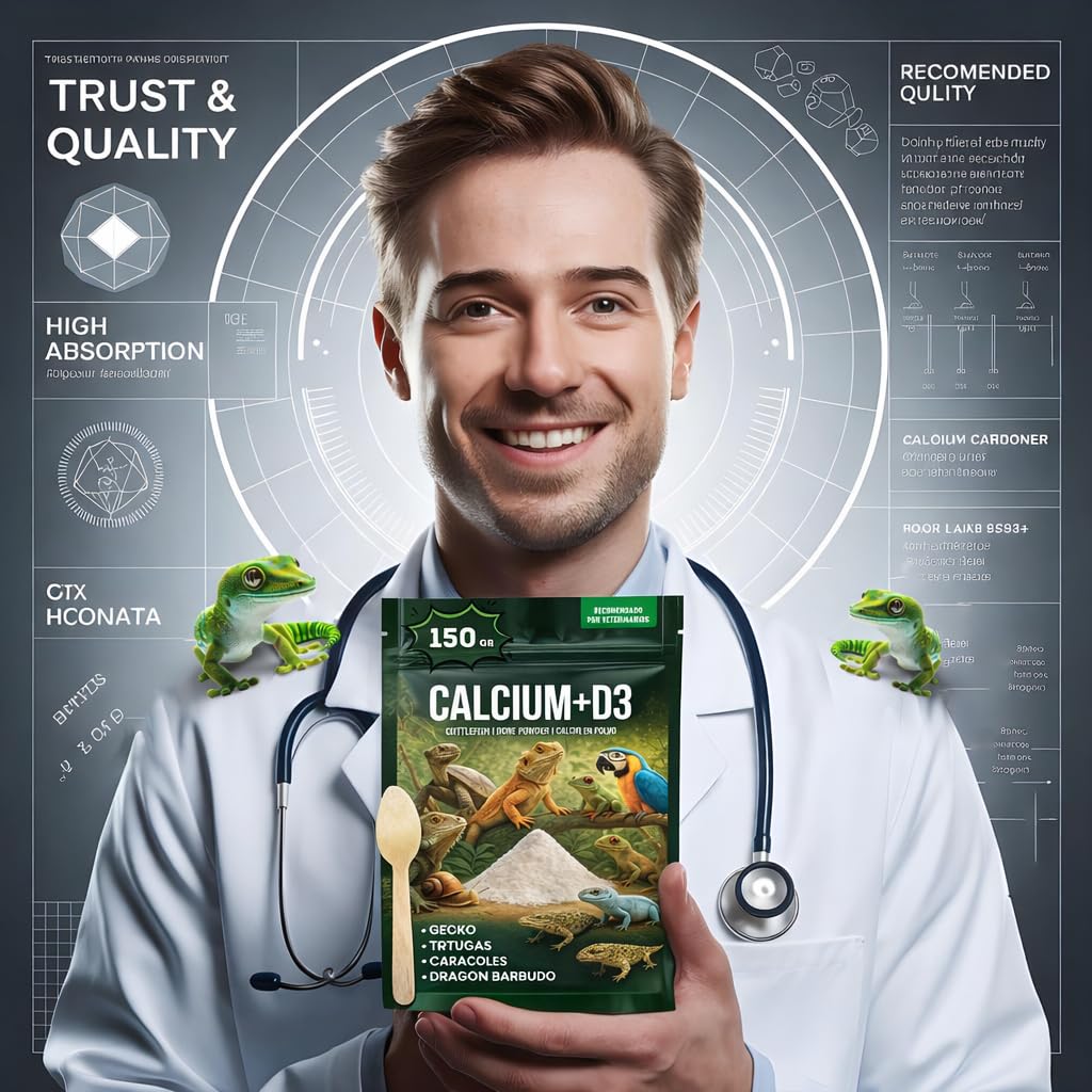 AF® - 100 g proszku wapniowego d3 dla żółwi ziemnych, węglan wapnia gadów wzbogacony witaminami żółwi ziemnych | Łatwe trawienie, wystarczy dozować miarką