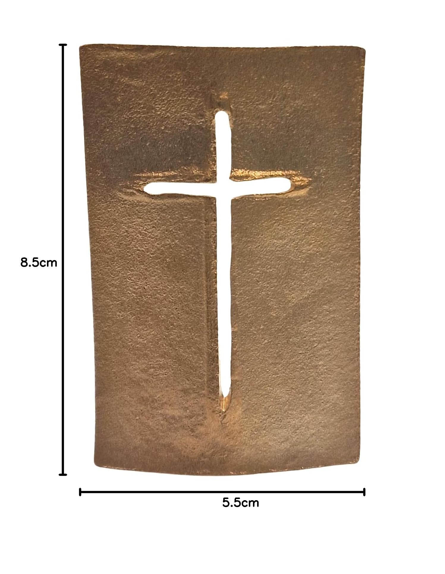 Herzmensch Kleines goldenes Kreuz 5,5 x 8,5 cm zum Hinstellen aus massiver Bronze - modern, edel, stehend als religiöses Geschenk zur Hochzeit, Kommunion, für Priester