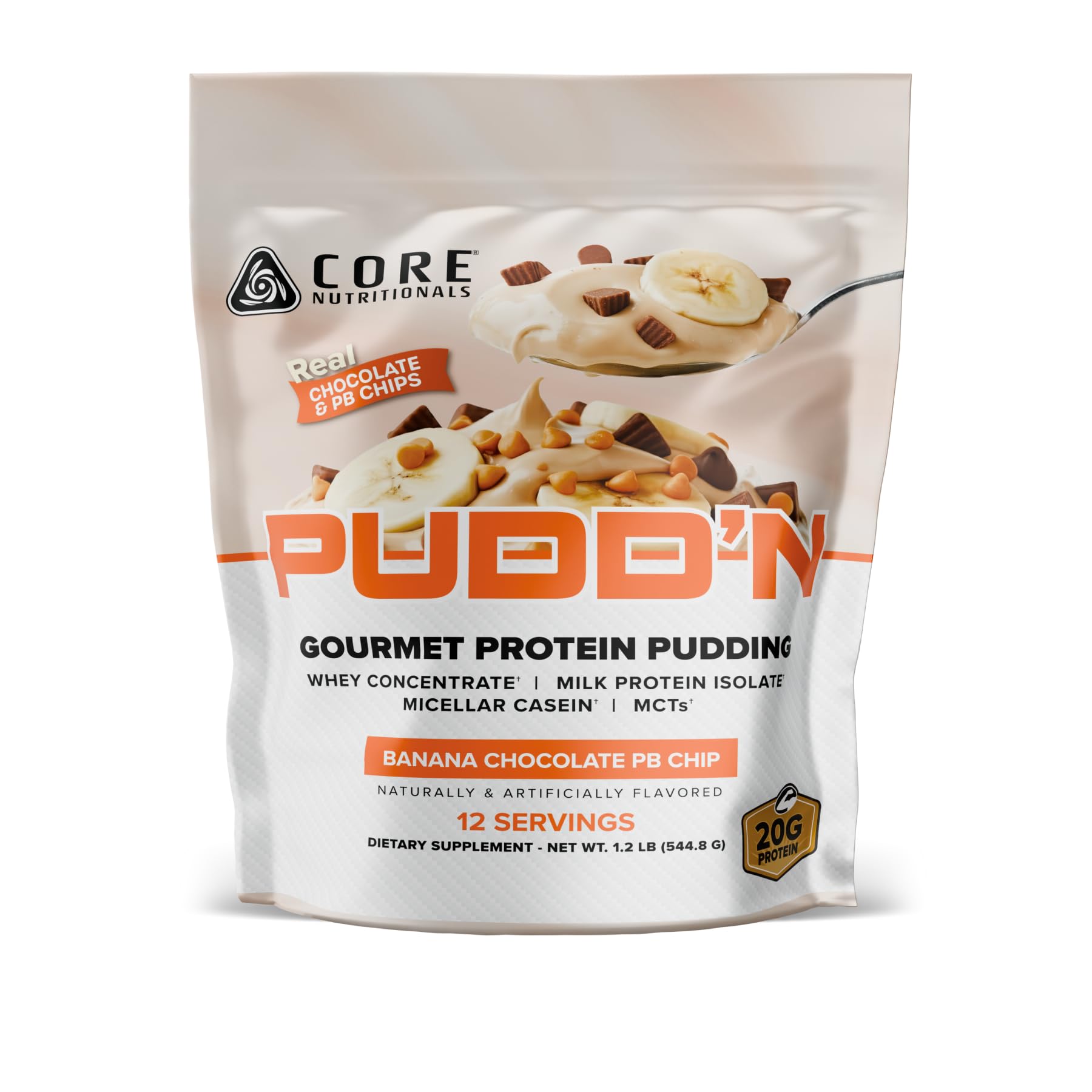 Core Nutritionals Pudd'n Gourmet Protein Pudding Mix, Banana Choc PB Chip Banana Chocolate PB Chip