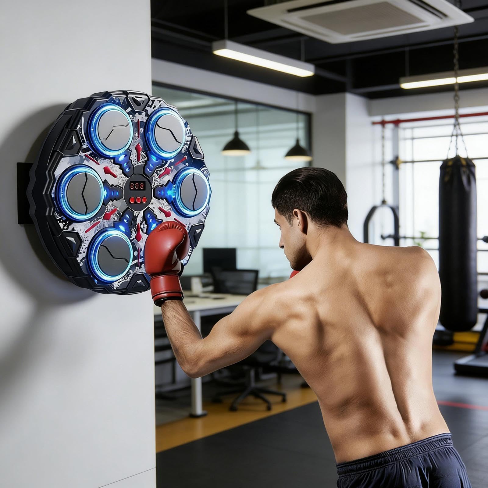 Macchina da boxe | Attrezzatura intelligente per allenamento | Bersaglio da parete per appassionati di fitness, casa, palestra, ufficio, soggiorno, camera da letto e interni
