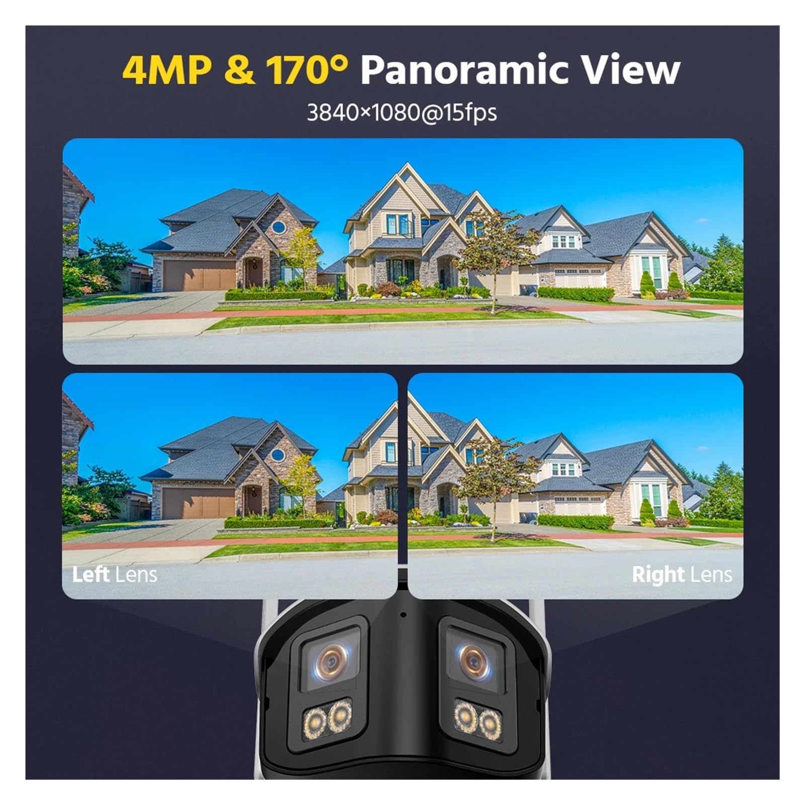 Kit de surveillance sans fil 4 voies WiFi6 double miroir 4MP(2pcs cam)