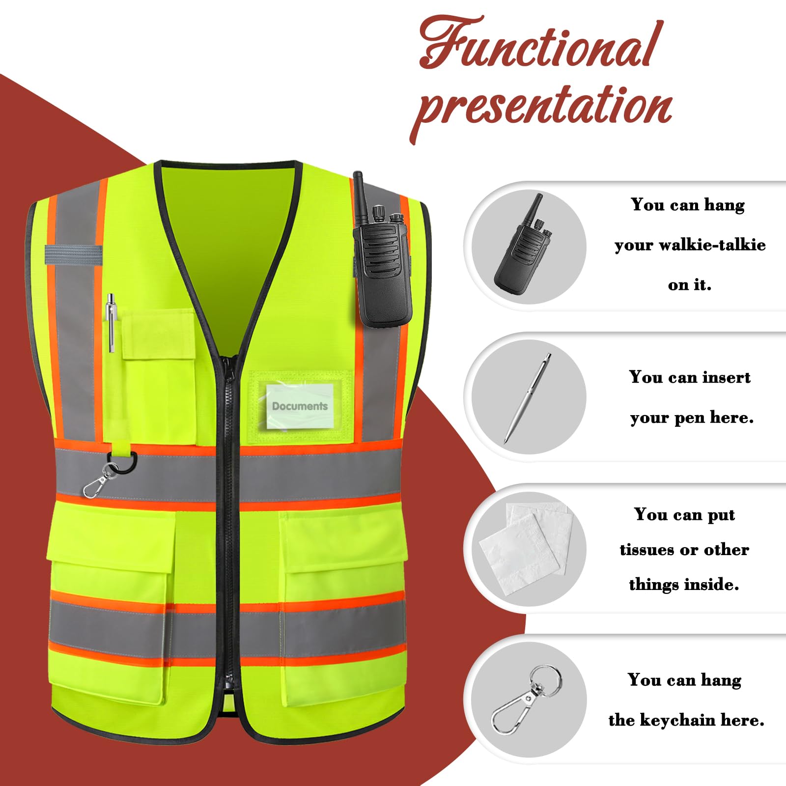 Chaleco Seguridad Personalizado con Logotipo Chaleco Reflectante Personalizado Chalecos de Seguridad de Alta Visibilidad Dos Tonos Para Hombres Y Mujeres Que Trabajan