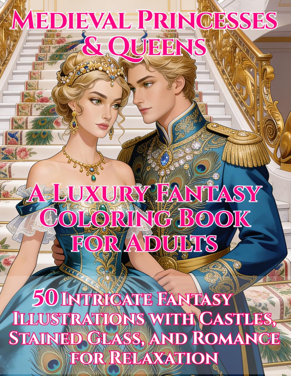 Medieval Princesses & Queens A Luxury Fantasy Coloring Book for Adults: 50 Intricate Fantasy Illustrations with Castles, Stained Glass, and Romance ... Medieval Princess Fantasy Collection)