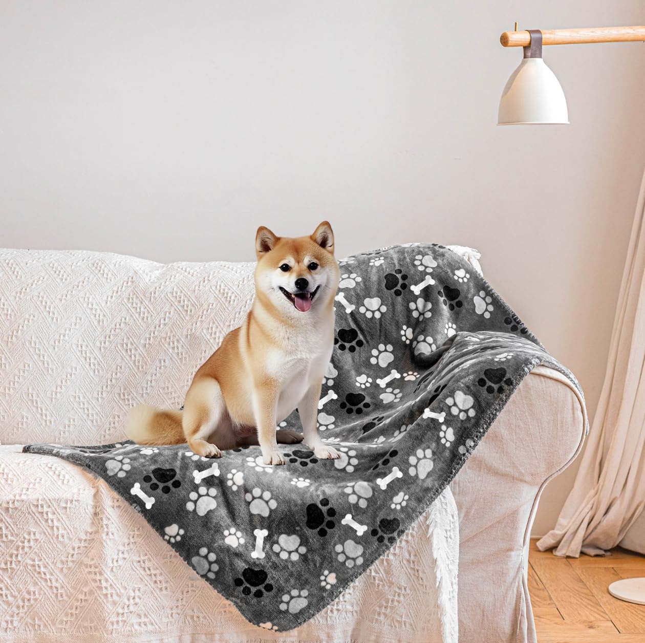 AIWEK Waterproof Dog Blanket, Pattern Printing Super Soft Warm Fluffy Facecloth Sofa Car Bed Protector, Urine Proof Washable Outdoor Pet Blanket for