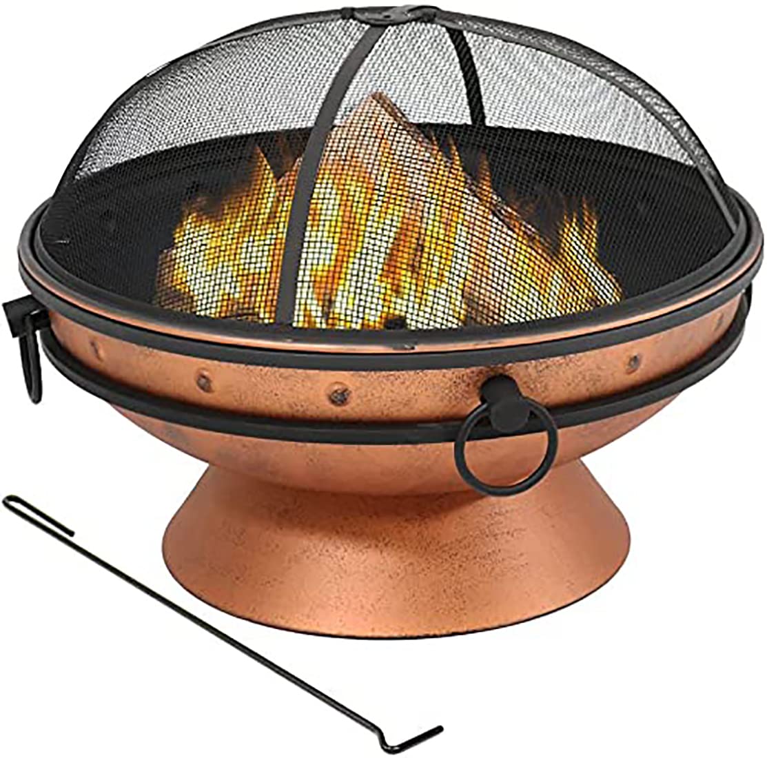 Marco Paul - Grande braciere da esterno con griglia e mensola, braciere in metallo per giardino, patio, esterno, con copertura in rete e attizzatoio, barbecue, feste, tavolo, decorazione da giardino,
