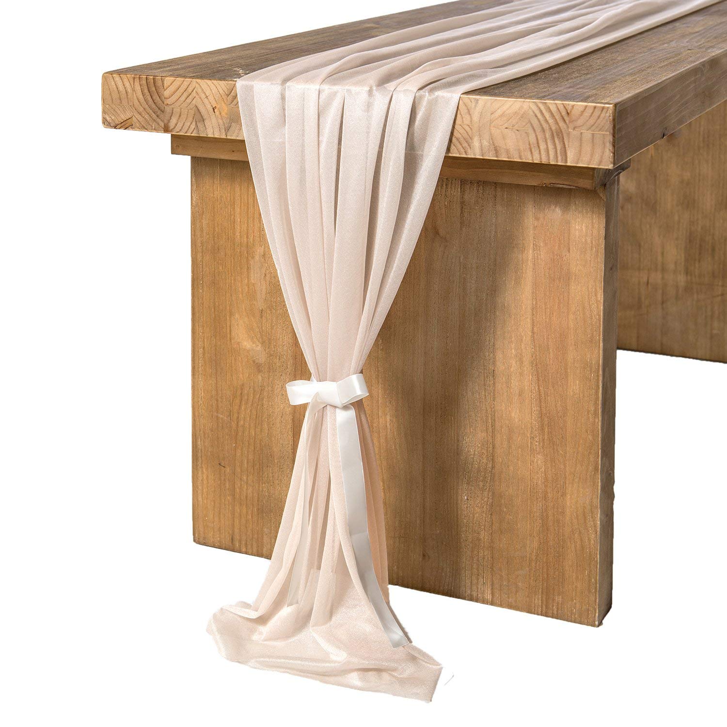 Ivory Table Runner - 14ft Sheer Chiffon for Weddings -26