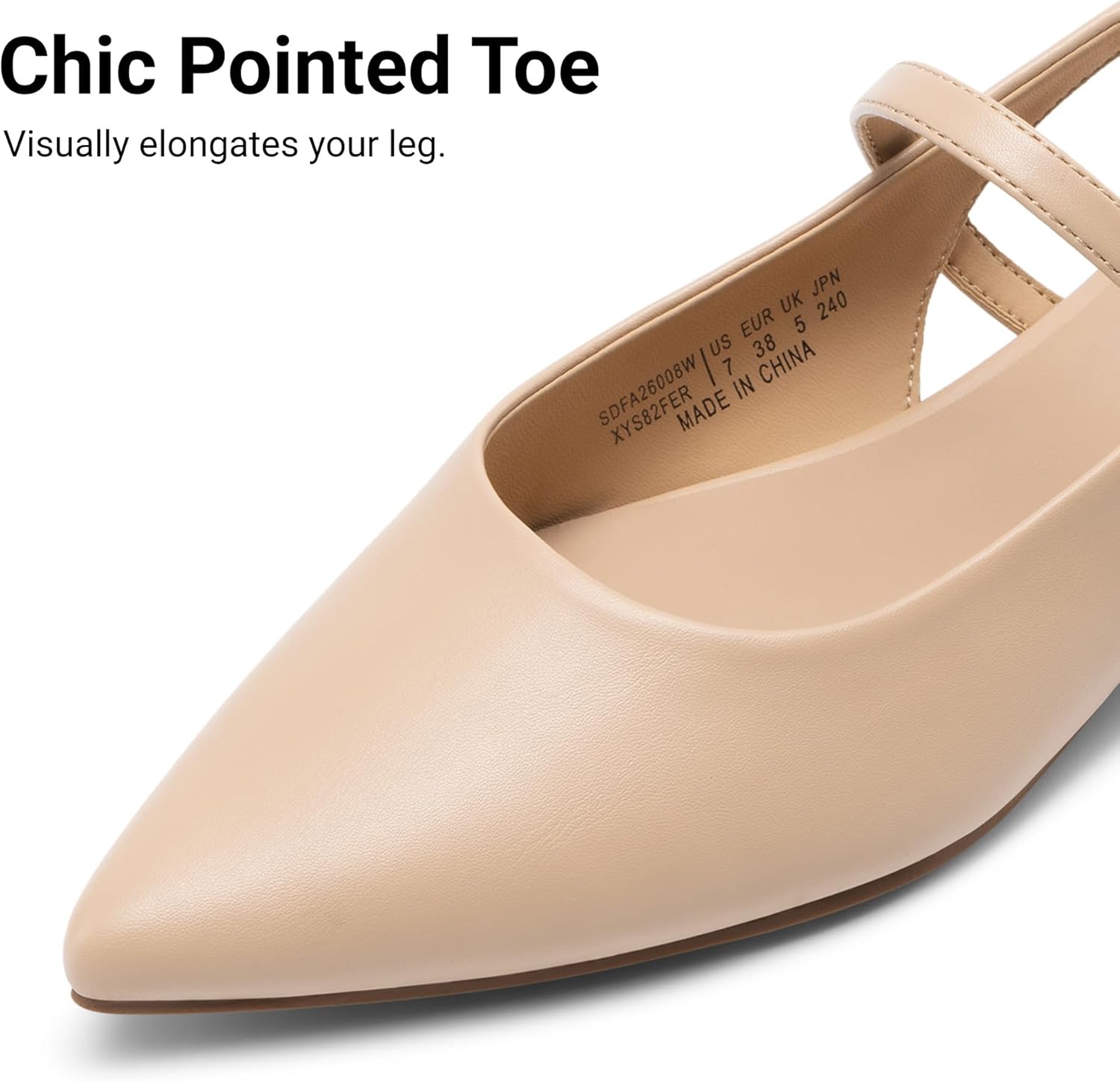 DREAM PAIRS Women's Slingback Dress Pointed Toe Flats Ballet Mary Jane Flat Shoes with Buckle Strap Low Heel Dressy Flats - Image 7