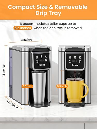 Miniatura 2 de Cafetera de una sola porción para K-Cup y molidos, cafetera caliente y helada de 6 a 14 onzas, fuerte ajuste de preparación, tanque extraíble de 50