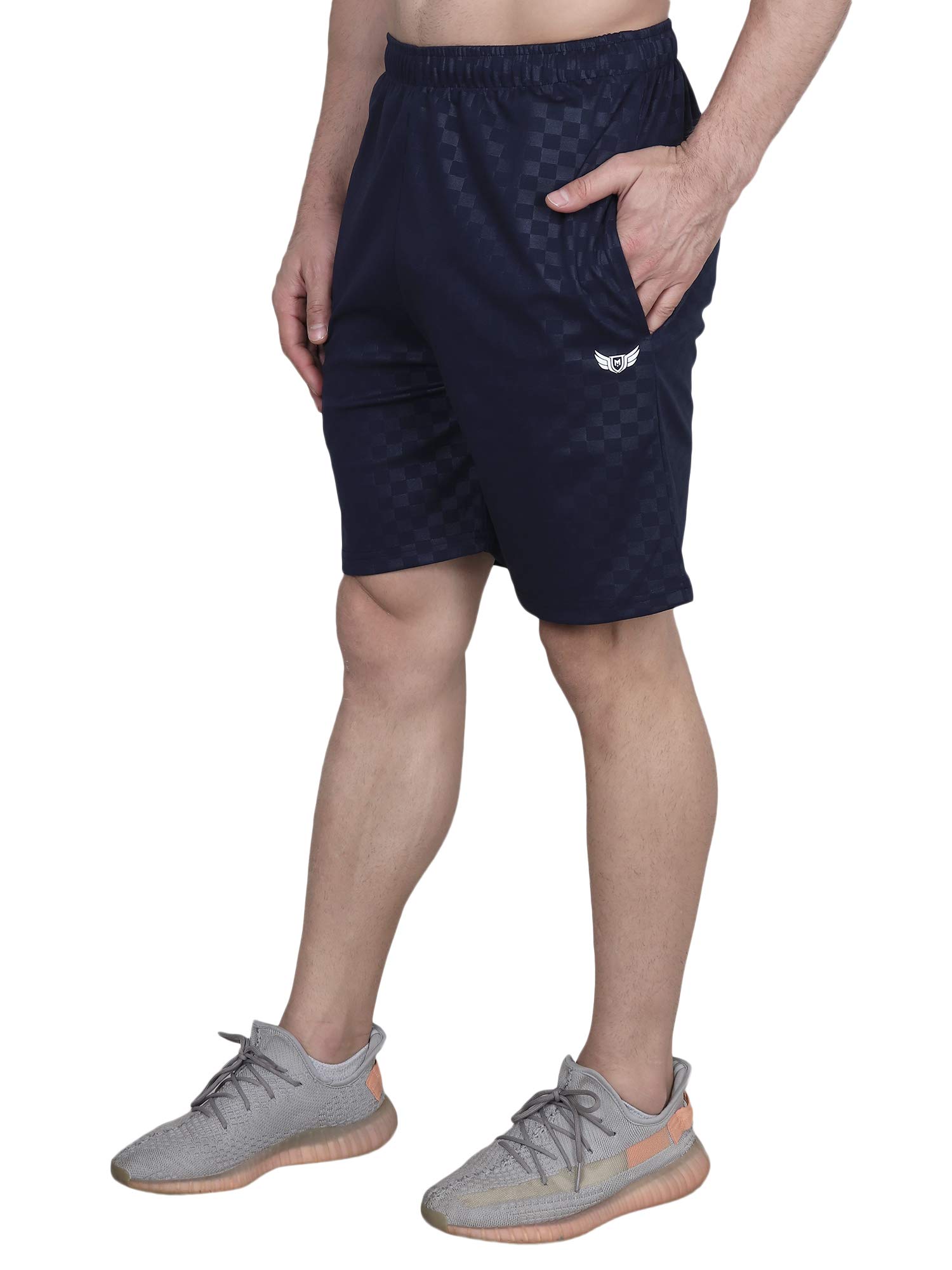 ManHoodMen's Synthetic Lycra Relaxed Fit Regular Fit Graphic Print Stretchable Casual Wear Active Wear Pocket Shorts for Gym Yoga Summer Sports Running…