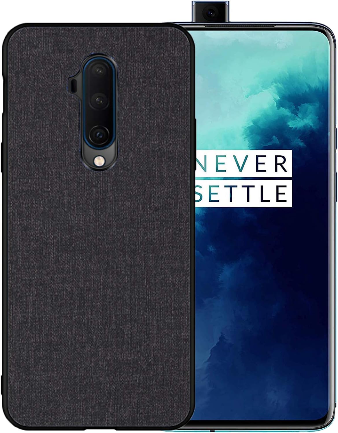 AOYIY Case For Oneplus 7T Pro Case, Shockproof Silicone Bumper Hybrid PU and PC Back Cover Protective Case for Oneplus 7T Pro (Black)