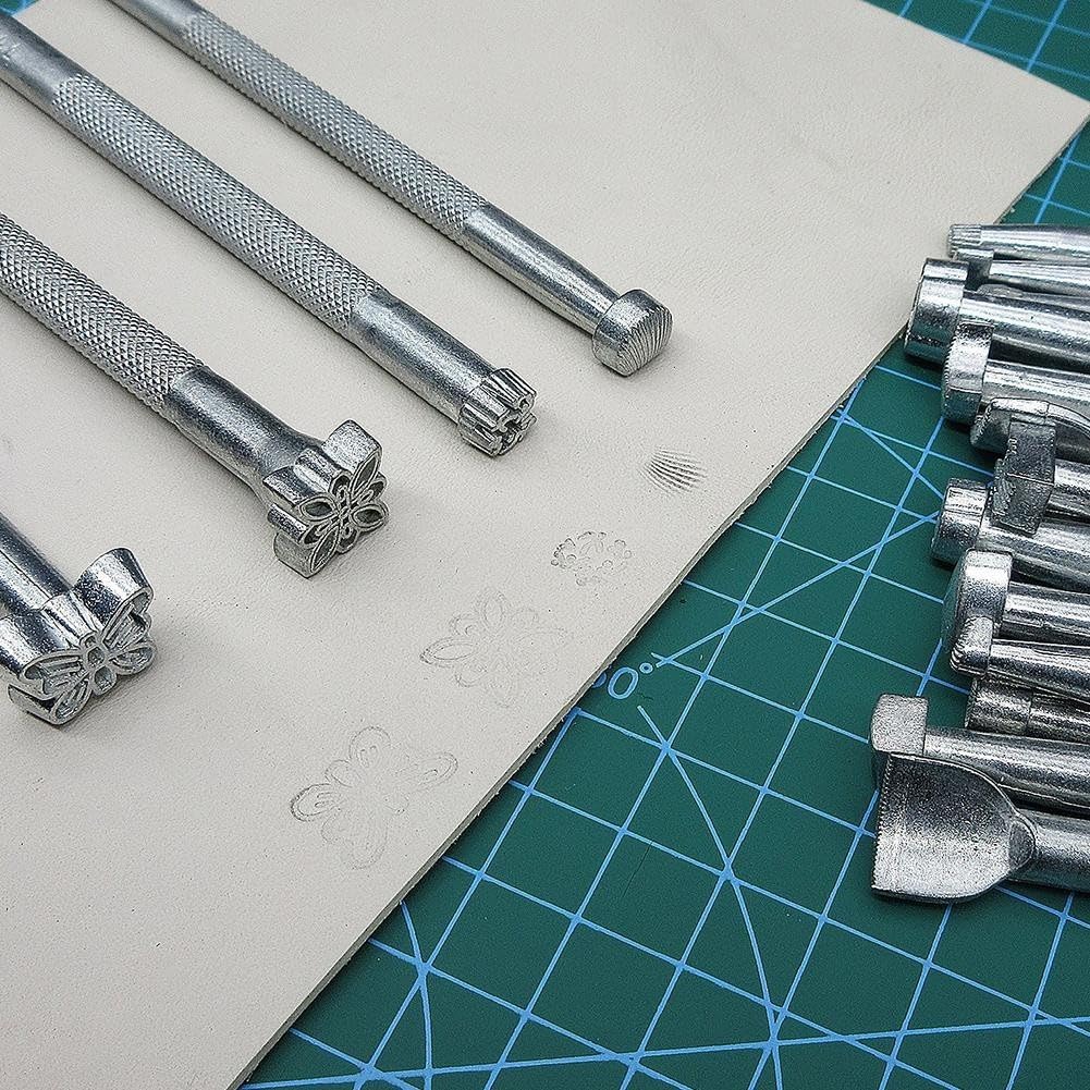 Kit profesional de impresión de sellos de cuero, 20 herramientas para trabajos de manualidades personalizados