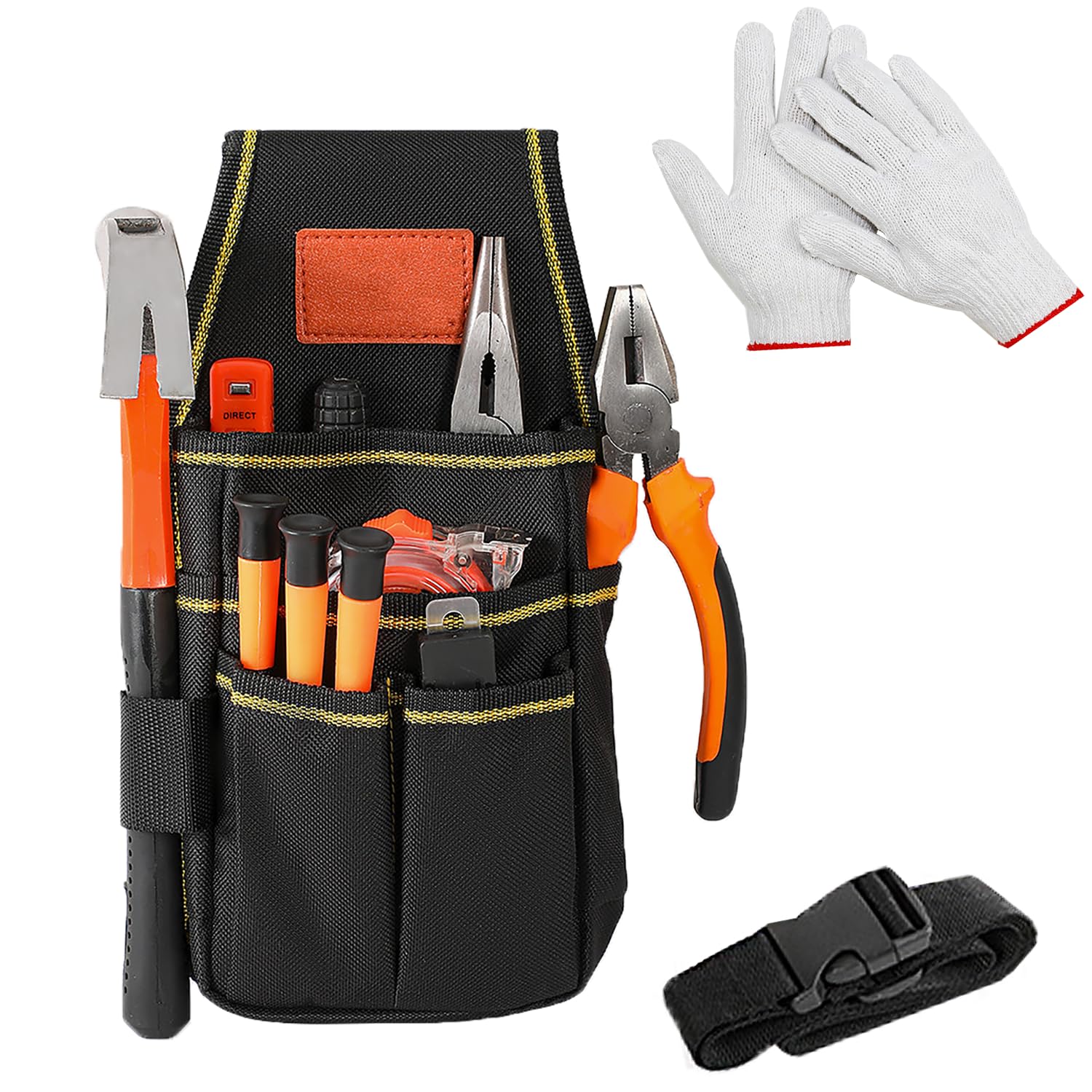 Tool Belt, Garden Tool Belt, Adjustable Tool Belts for Men, Tool Pouch for Electrician Carpenter Construction Technician Gardening (Black)