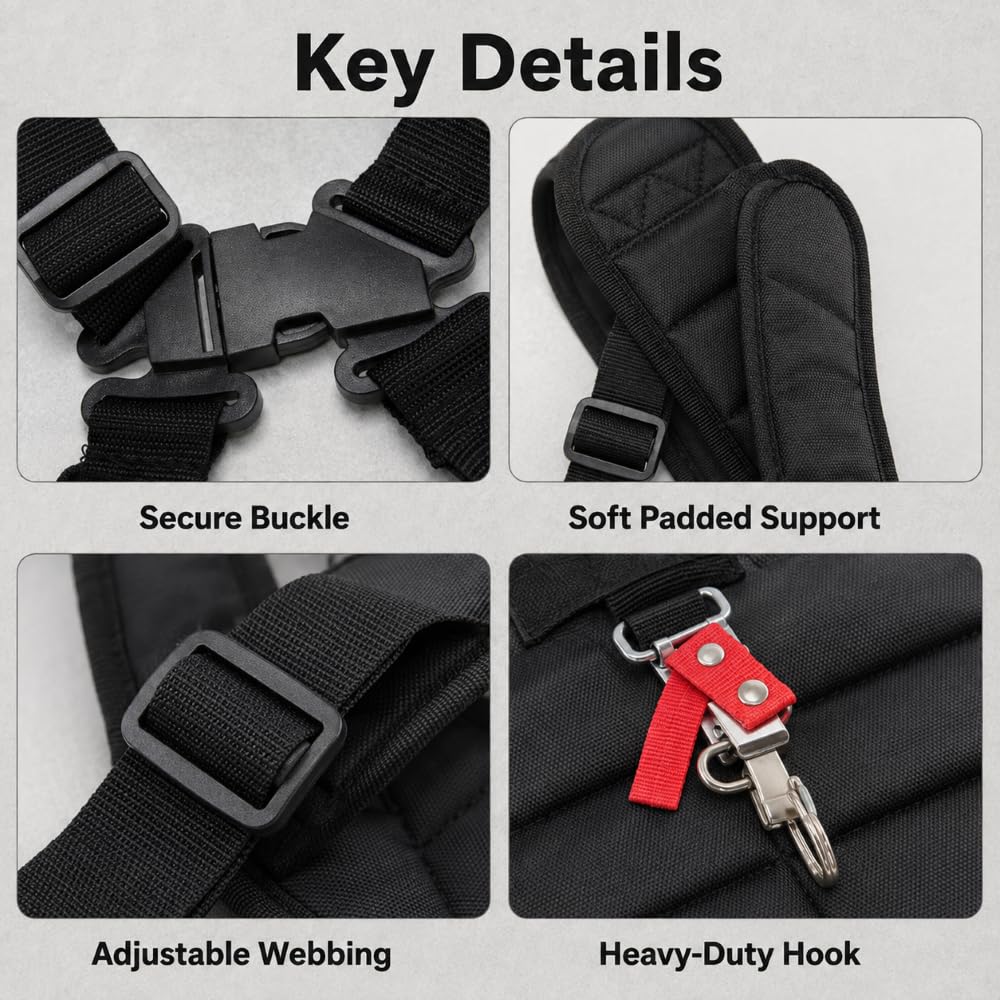 Harnais Double Épaule en Y pour Débroussailleuse pour Alpina ABR 52 D, Tissu Oxford Rembourré avec Protection Latérale pour Mieux Répartir Le Poids