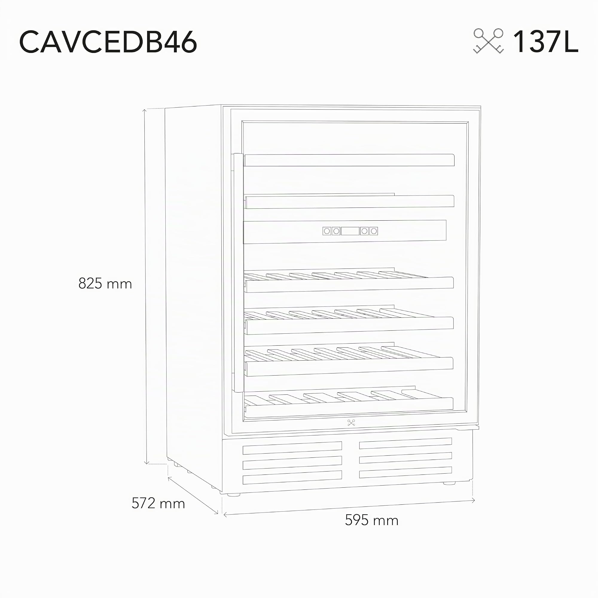 LES PETITS CHAMPS Vinoteca doble zona 46 botellas CAVCEDB46,Temperatura regulable de 5°-22 °C,Sistema no frost,Puerta con cristal anti-UV,Luz LED,Silenciosa,Sistema anti-vibración,Color Negro