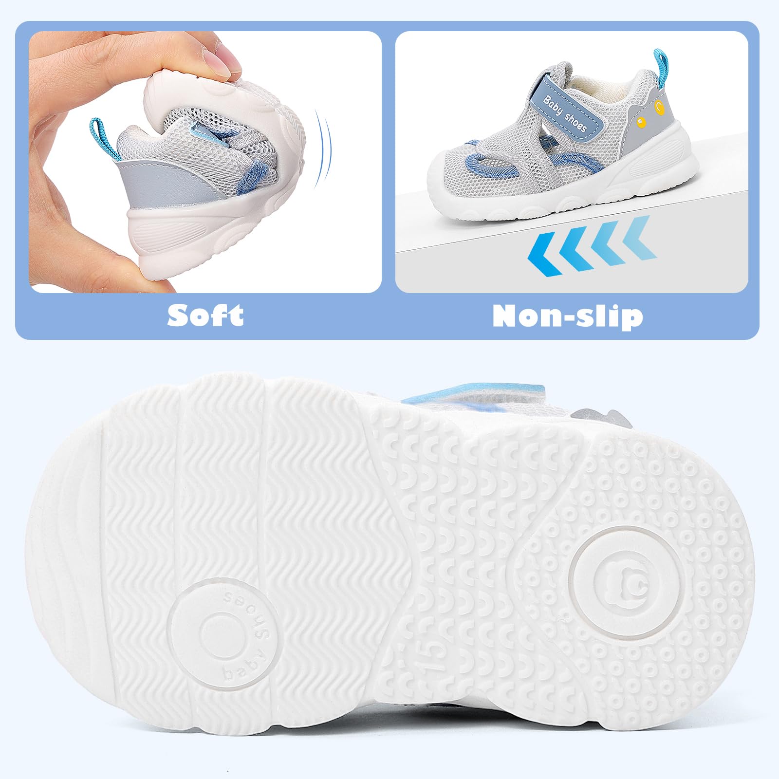 Scarpe Neonato Estive Sandali Primi Passi Traspirante Bambino Sneakers Running Neonata con Suole Gomma Antiscivolo