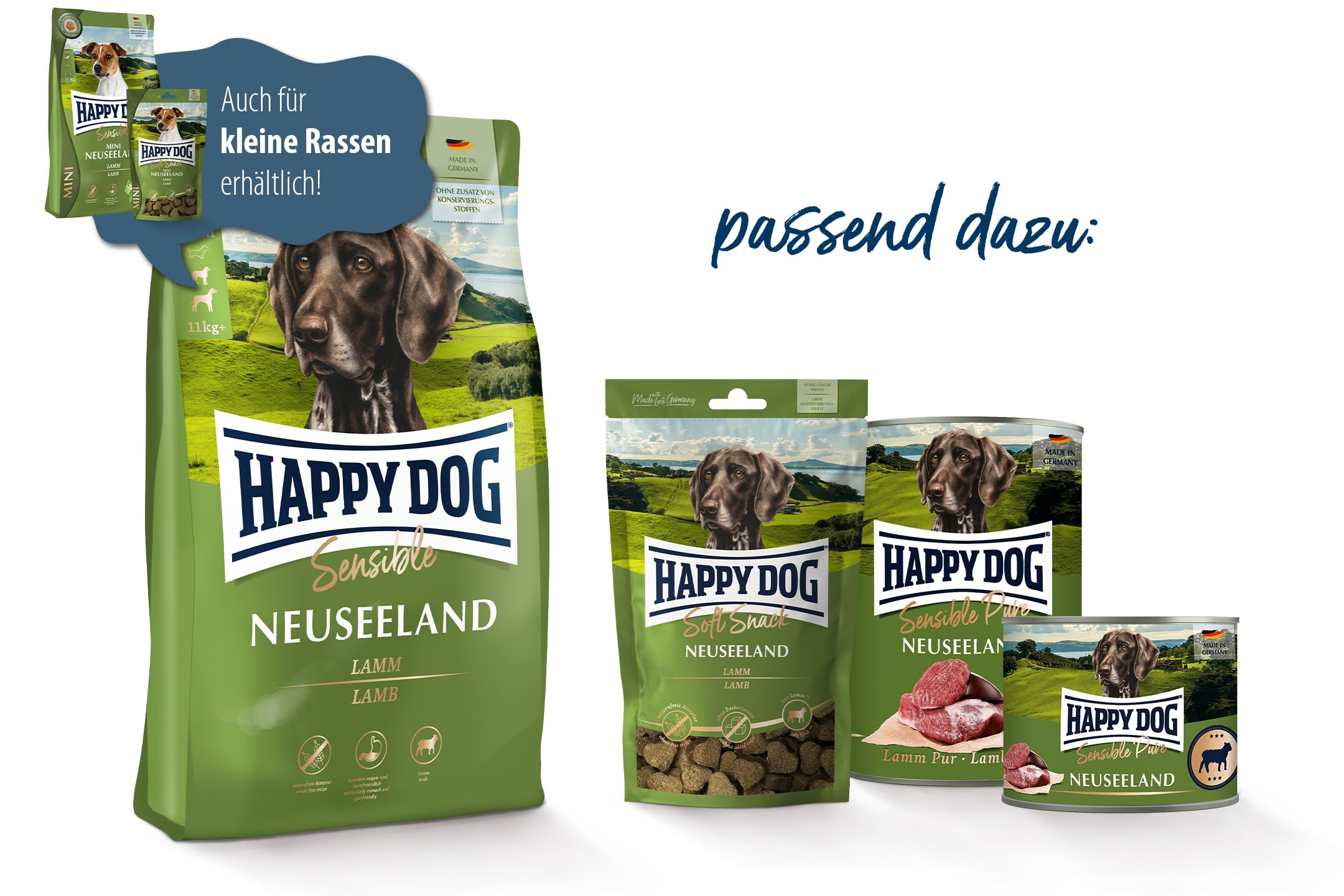 Happy Dog Sensible Neuseeland - M - Trockenfutter, Hundefutter - Geschmacksrichtung Lamm - 12,5kg