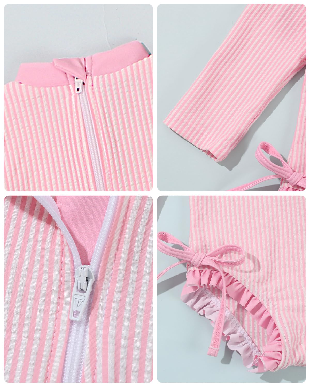 JiAmy Baby Badeanzug Mädchen mit Sonnenhut Langarm UV Schutz Badebekleidung Für Baby-Mädchen Bademode Schwimmanzug