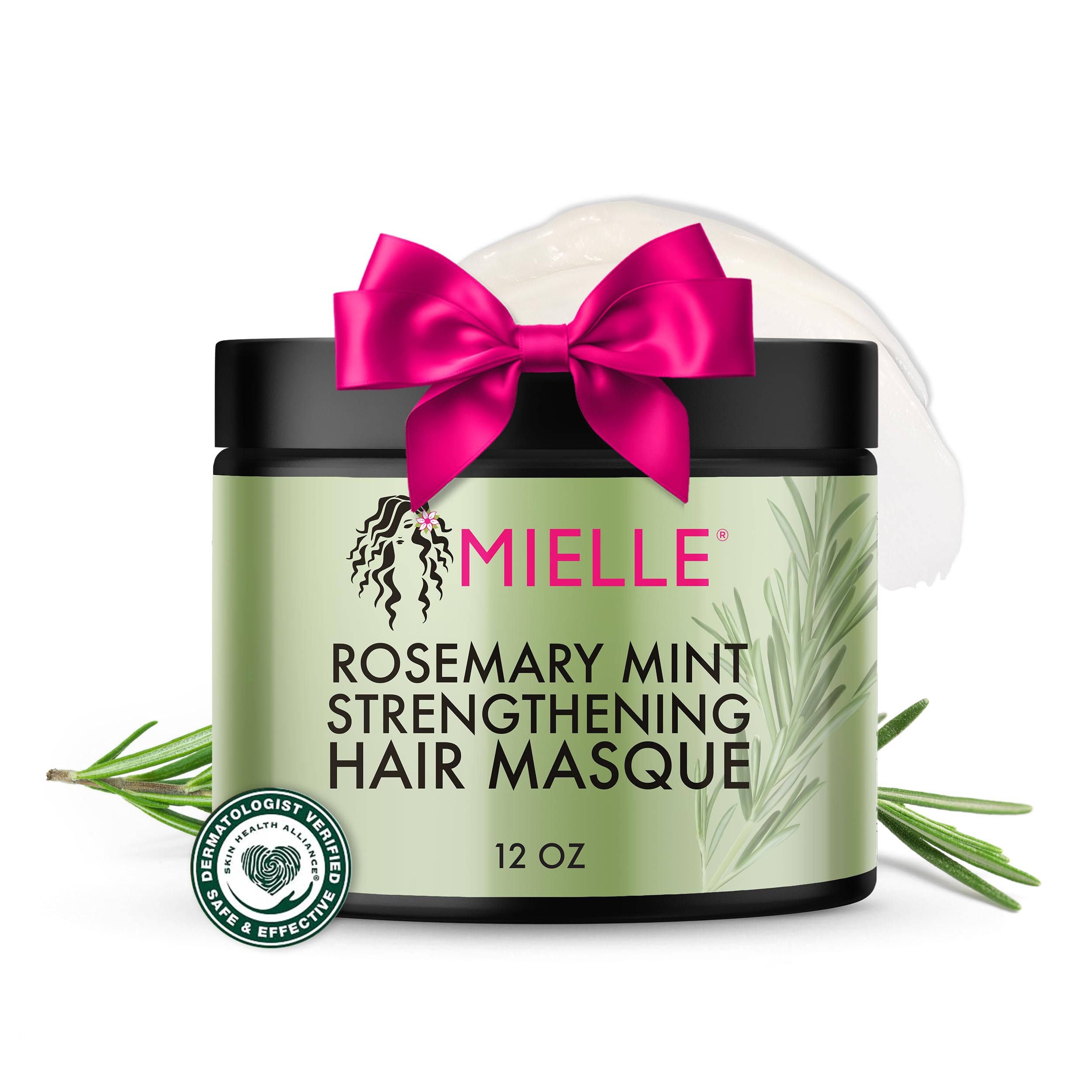 Rosemary Mint Strengthening Hair Mask for Damaged Hair - Deep Conditioning Treatment Enriched with Biotin, Honey & Coconut Oil - Helps Encourage Longer, Healthier Strands, 340 ml (Pack of 1)