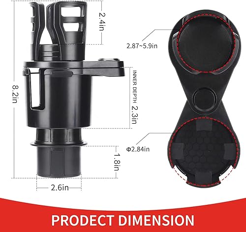 Miniatura 6 de Expansor de portavasos para automóvil 2 en 1 multifuncional con base ajustable compatible con Hydro Flask, Yeti, Nalgene, botellas grandes de 3240