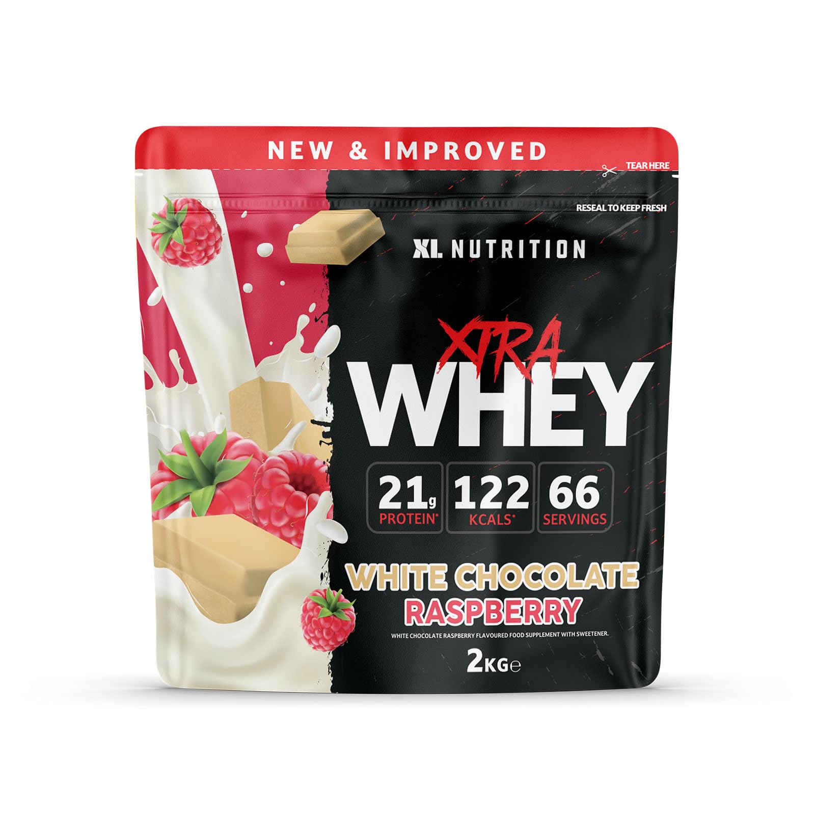 Whey Protein Powder | High Protein, Low Carbohydrates | 67 Servings, 2kg | Suitable for Vegetarians | Ideal for Muscle Building, Recovery Support (White Chocolate Raspberry)